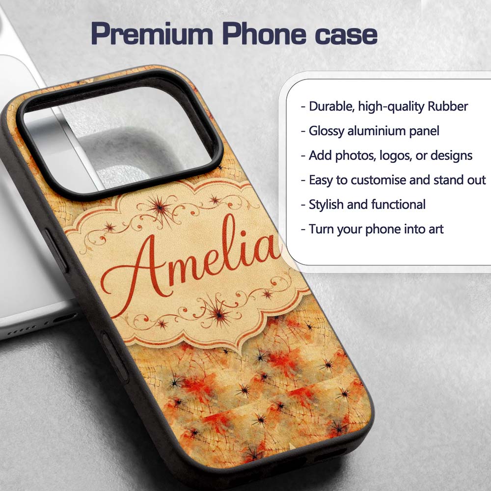 Abstract Red Spider Web Grunge Texture Seamless Custom Name Protective Phone Case Mobile Cover Durable Everyday Smartphone Shock Resistant