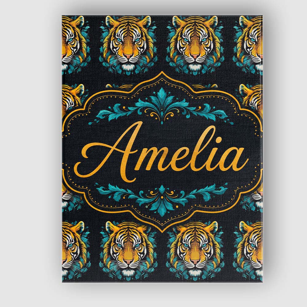 Personalised Name Vibrant Tiger Head Custom Premium Decorative Design Modern Room Accent Canvas Wall Art Print Decor Picture Ready to Hang