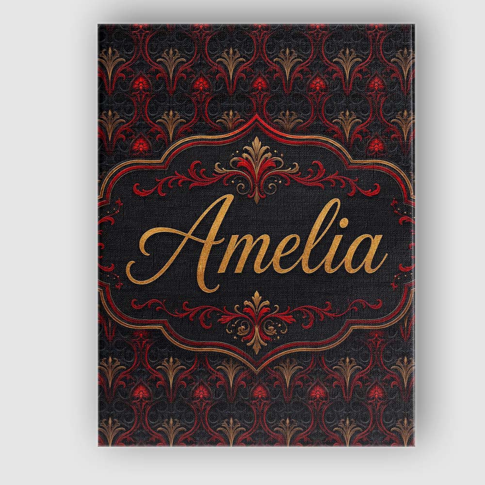 Personalised Name Luxury Red Black Baroque Custom Unique Gift Idea Elegant Feature Canvas Wall Art Print Decor Picture Ready to Hang