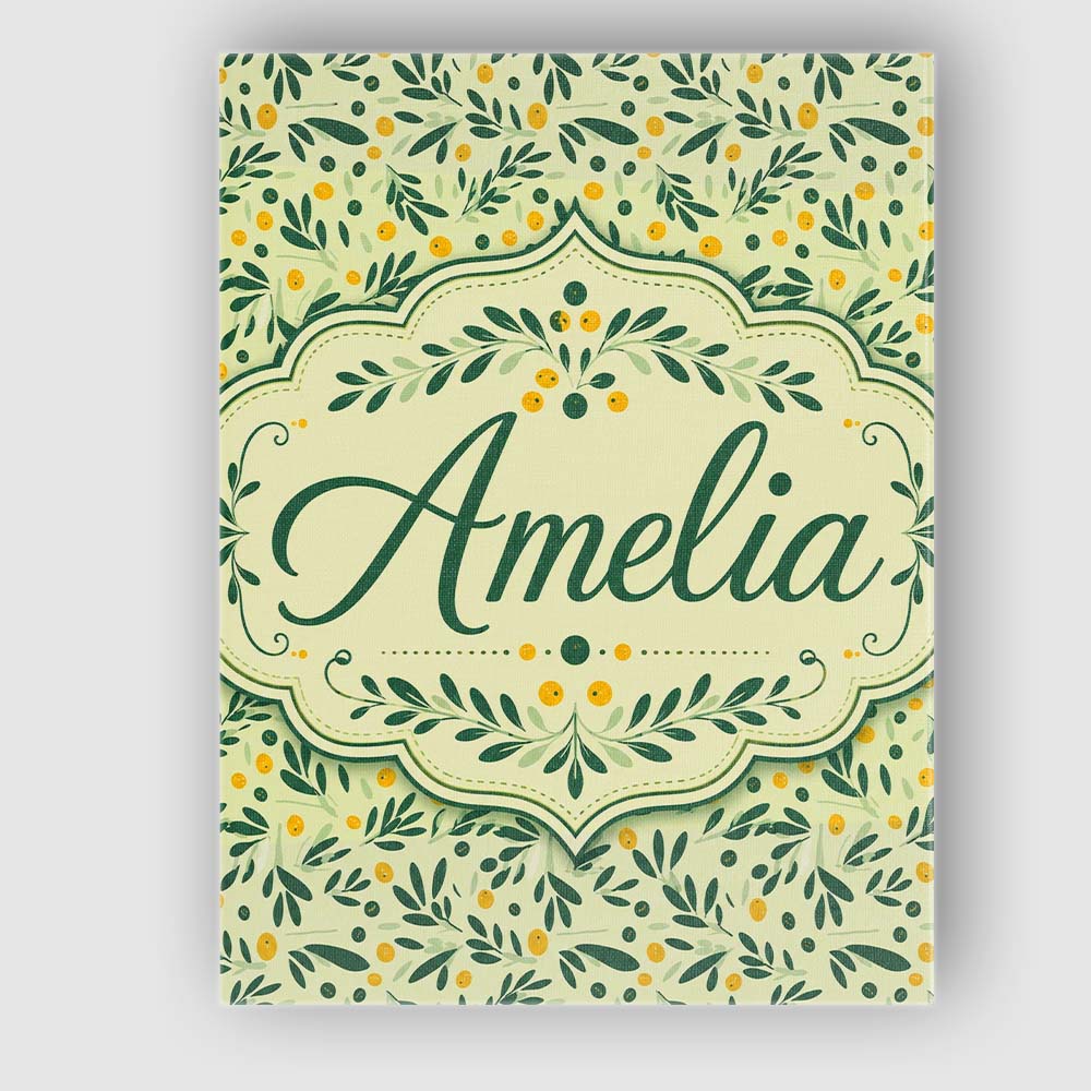 Personalised Name Minimal Olive Leaves and Custom Unique Gift Idea Elegant Feature Canvas Wall Art Print Decor Picture Ready to Hang