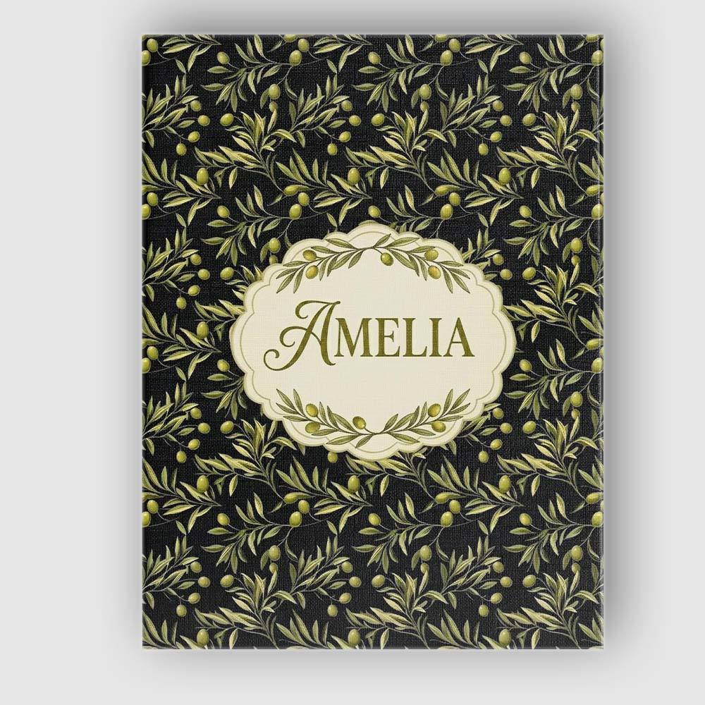 Personalised Name Olive Branch Leaves on Custom Unique Gift Idea Elegant Feature Canvas Wall Art Print Decor Picture Ready to Hang