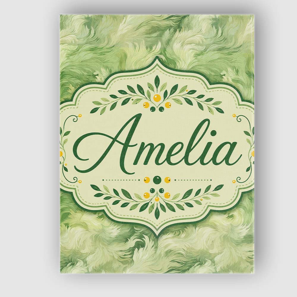 Personalised Name Soft Green Abstract Custom Modern Room Accent Creative Decorator Style Canvas Wall Art Print Decor Picture Ready to Hang