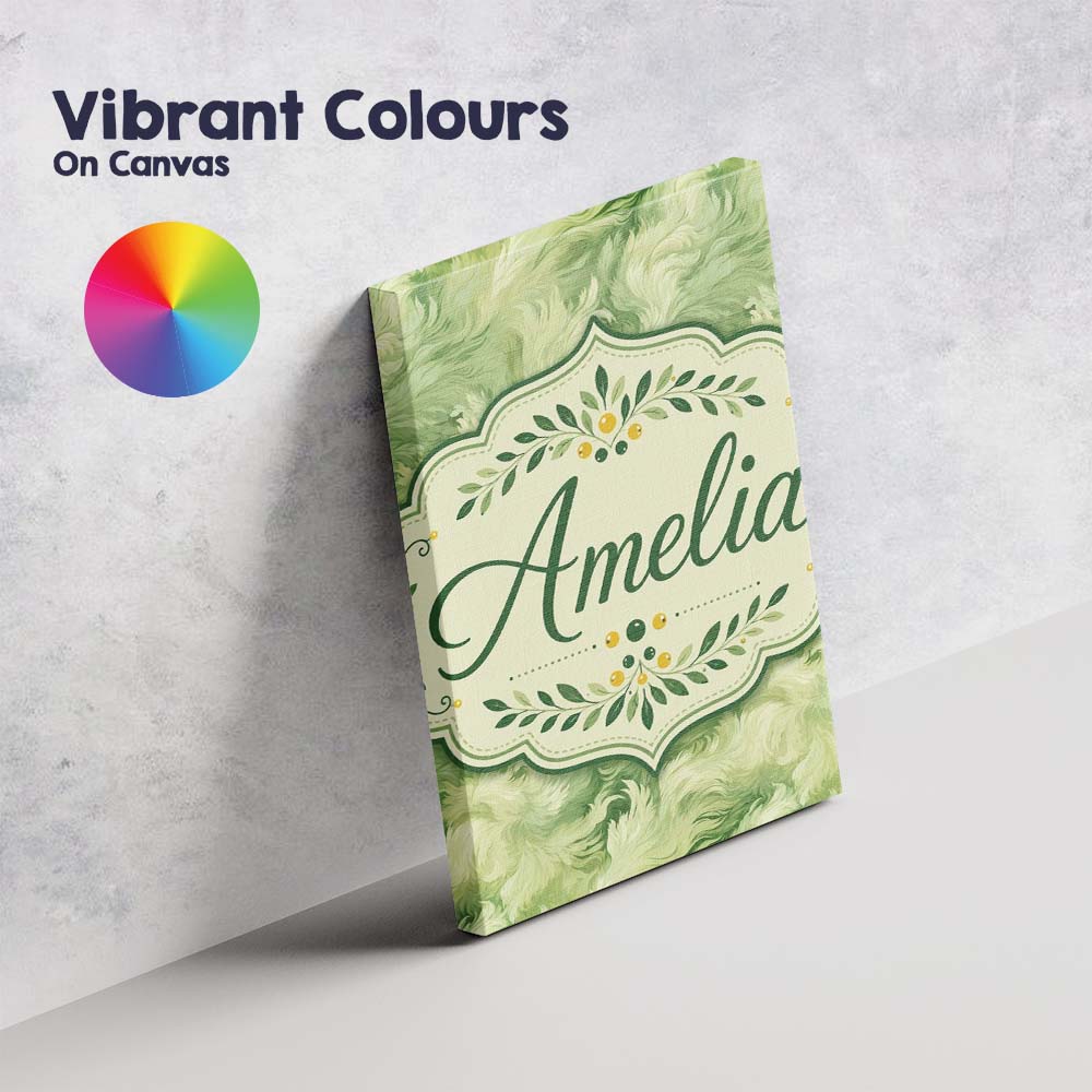 Personalised Name Soft Green Abstract Custom Modern Room Accent Creative Decorator Style Canvas Wall Art Print Decor Picture Ready to Hang