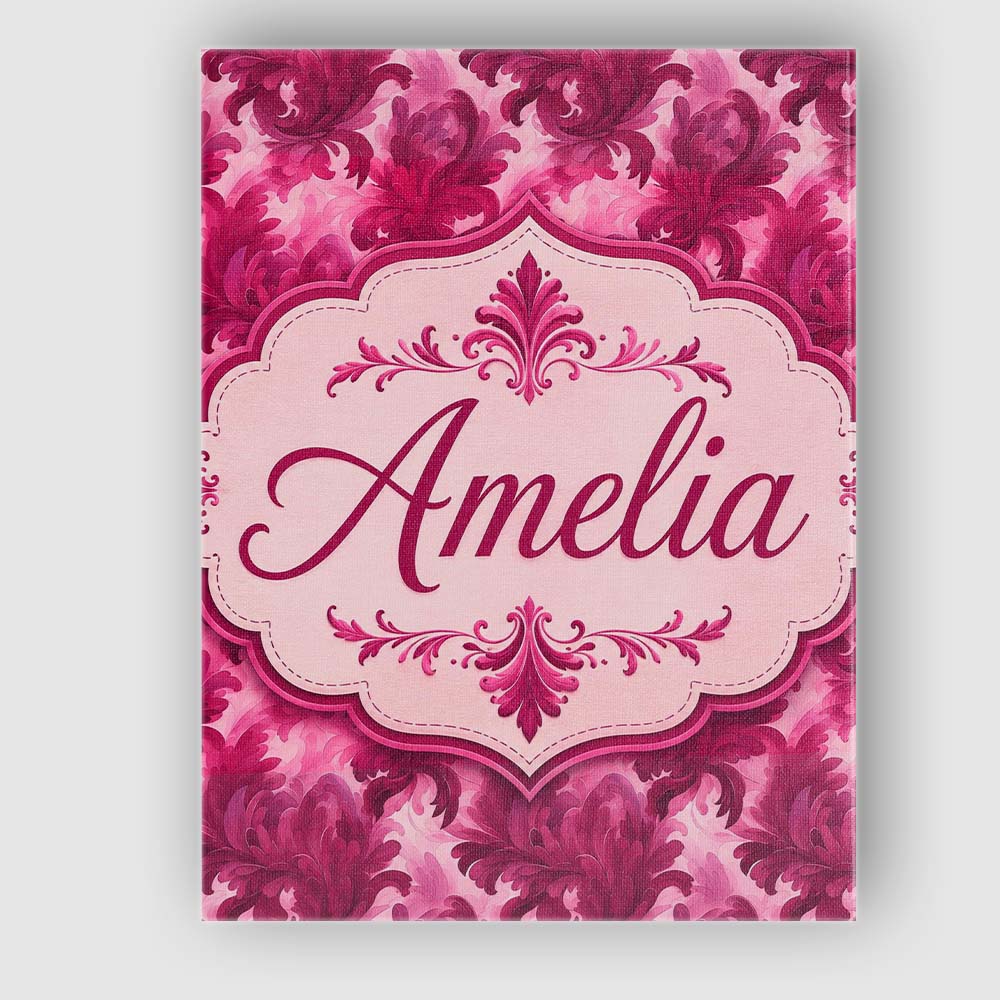 Personalised Name Artistic Pink Floral Custom Modern Room Accent Elegant Feature Canvas Wall Art Print Decor Picture Ready to Hang