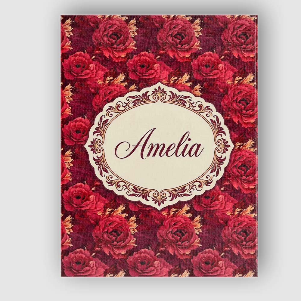 Personalised Name Rich Red Peony Flower Custom Modern Room Accent Elegant Feature Canvas Wall Art Print Decor Picture Ready to Hang