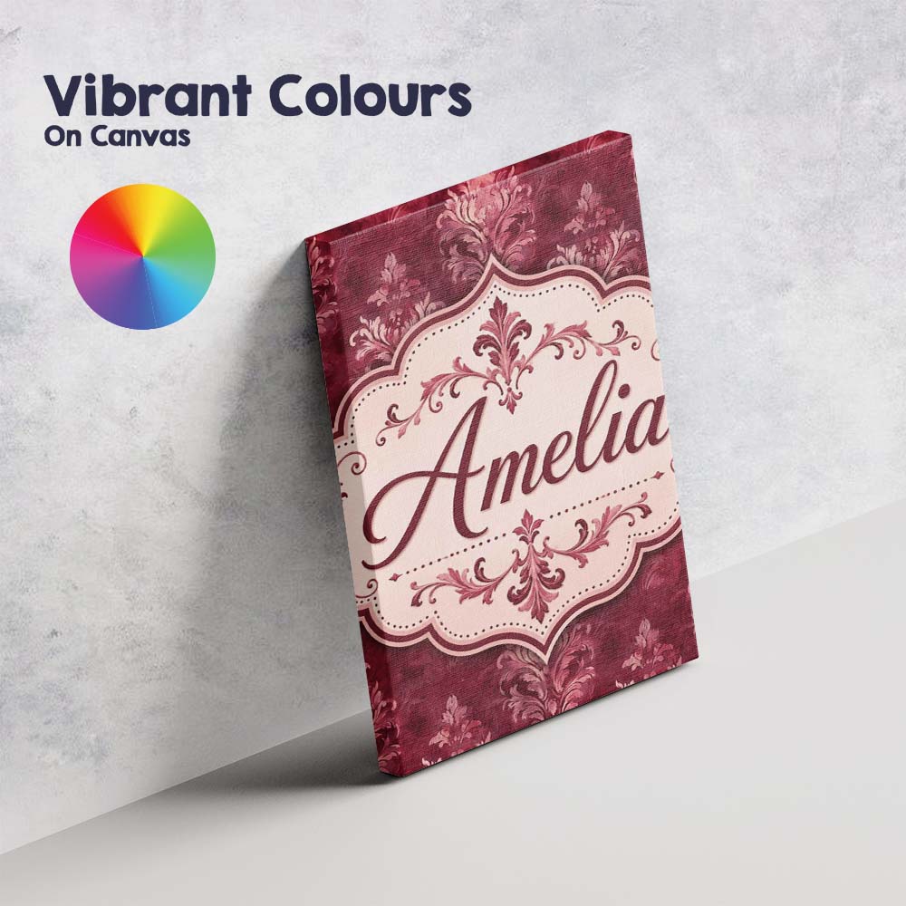 Personalised Name Rich Burgundy Watercolor Custom Unique Gift Idea Elegant Feature Canvas Wall Art Print Decor Picture Ready to Hang