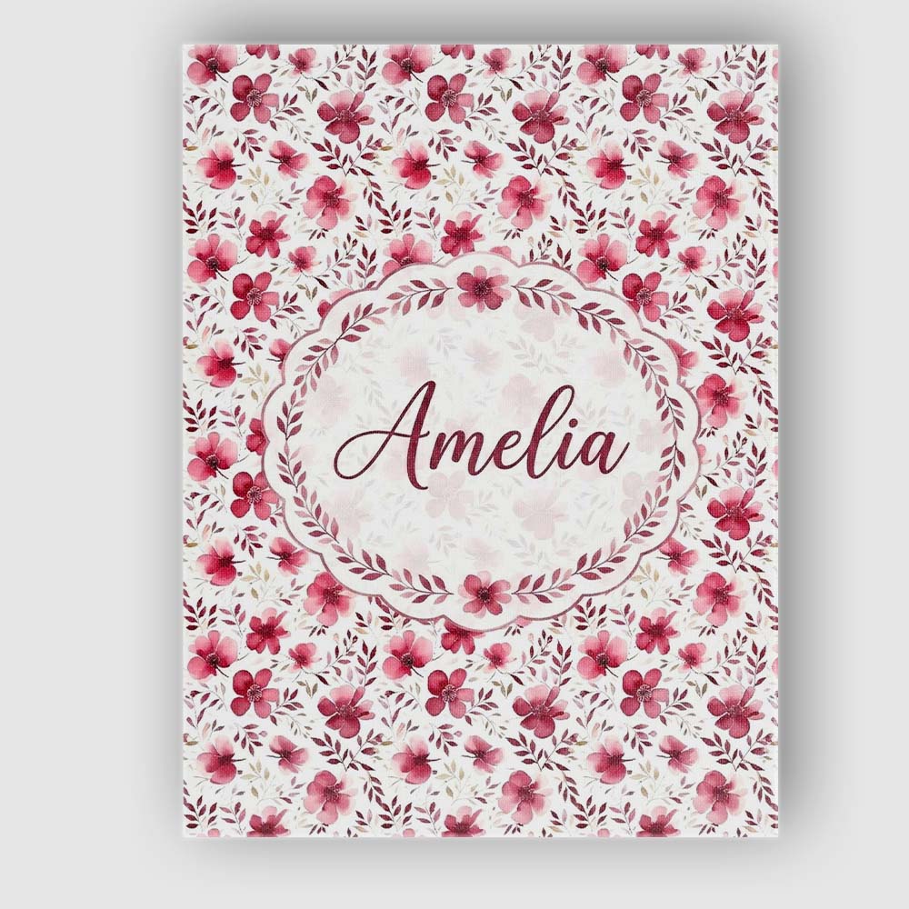 Personalised Name Elegant Pink Floral Custom Modern Room Accent Creative Decorator Style Canvas Wall Art Print Decor Picture Ready to Hang