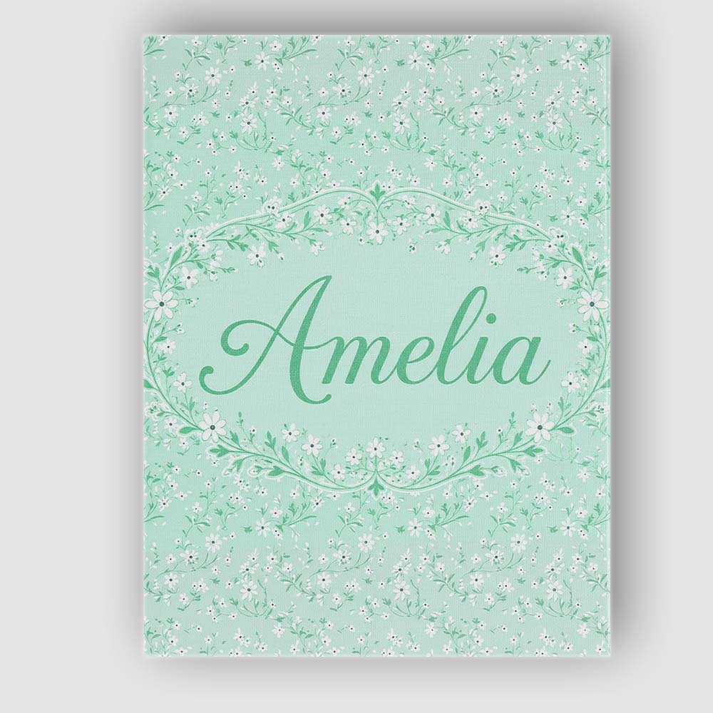 Personalised Name Delicate White Wildflower Custom Bespoke Interior Contemporary Canvas Wall Art Print Decor Picture Ready to Hang