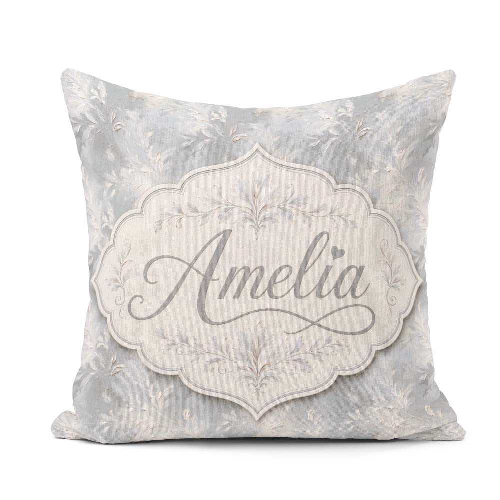 Custom Name Muted Grey Artistic Brush Texture Seamless Pattern Square Filled Cushion Throw Pillow Sofa Bed Home Decor Zip Washable UK Made
