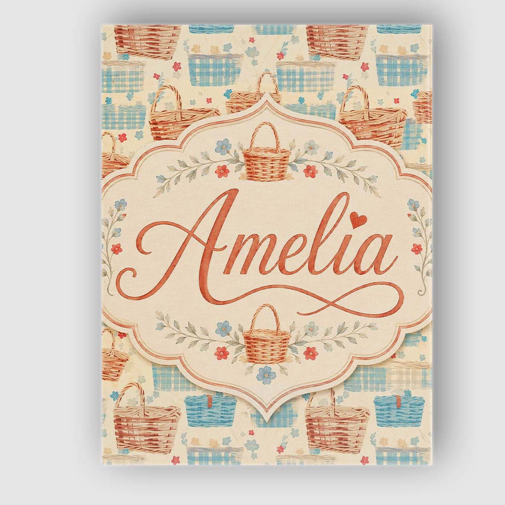 Personalised Name Rustic Picnic Basket and Custom Unique Gift Idea Elegant Feature Canvas Wall Art Print Decor Picture Ready to Hang