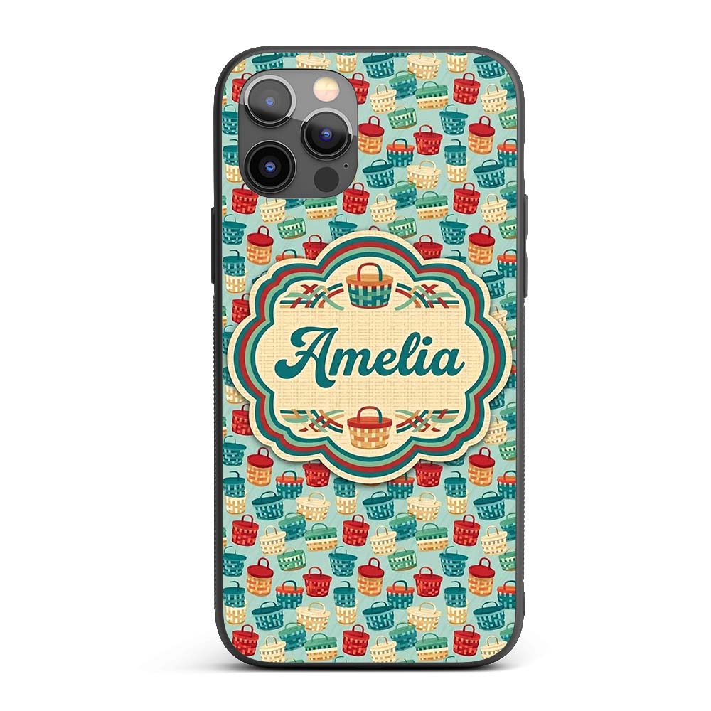 Colorful Woven Picnic Baskets Style Seamless Custom Name Protective Phone Case Mobile Cover Durable Everyday Smartphone Shock Resistant