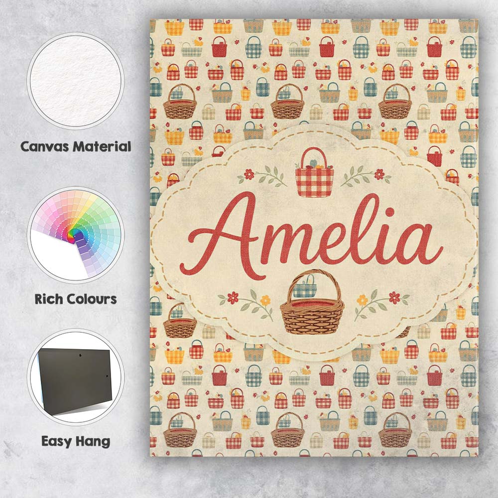 Personalised Name Autumn Style Checkered Custom Unique Gift Idea Elegant Feature Canvas Wall Art Print Decor Picture Ready to Hang