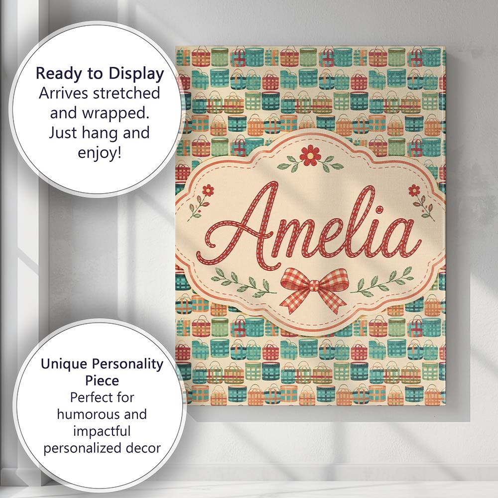 Personalised Name Colorful Modern Picnic Custom Unique Gift Idea Elegant Feature Canvas Wall Art Print Decor Picture Ready to Hang