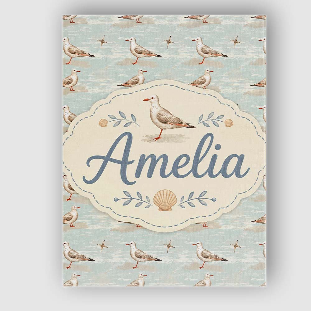 Personalised Name Realistic Seagulls with Custom Unique Gift Idea Elegant Feature Canvas Wall Art Print Decor Picture Ready to Hang