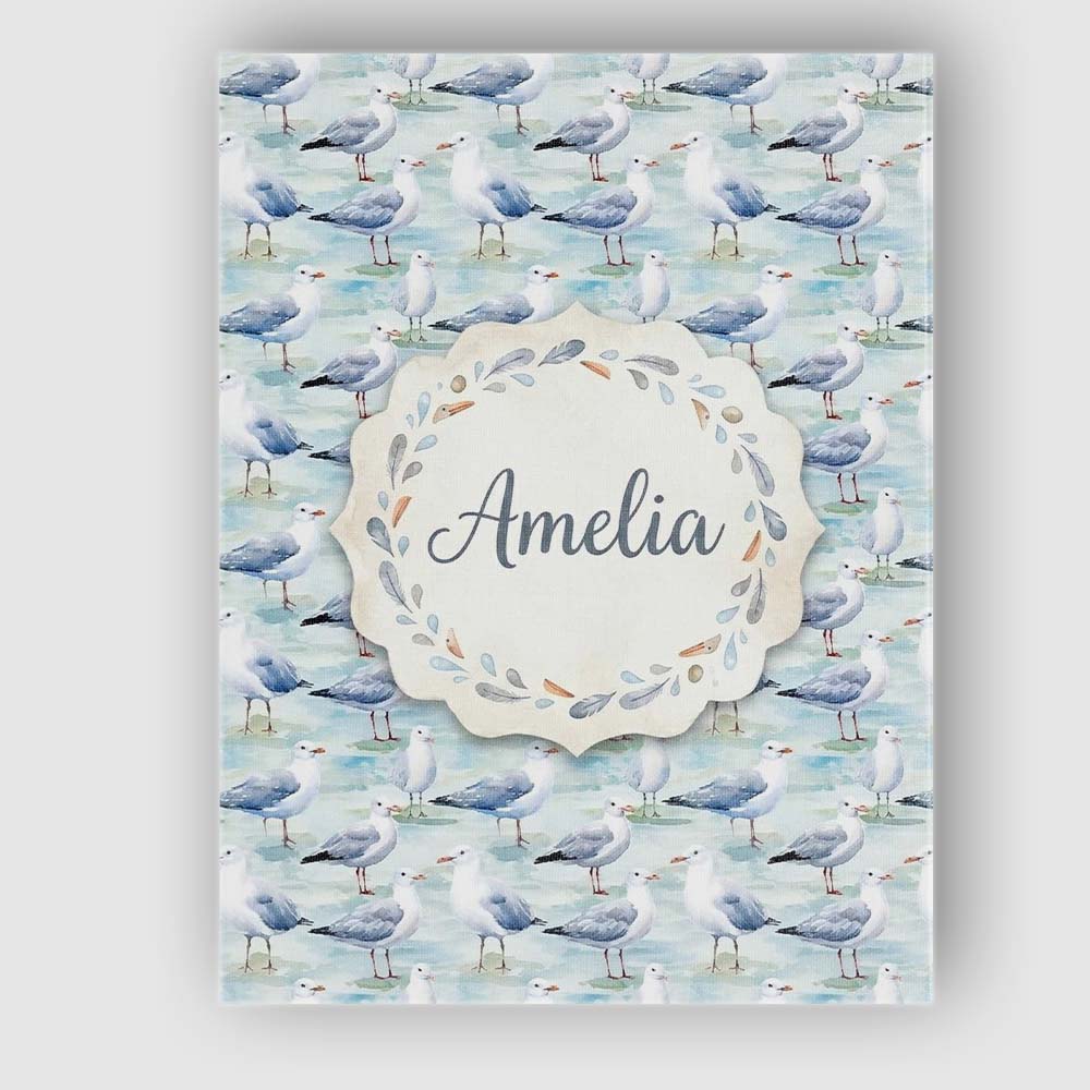 Personalised Name Soft Watercolor Seagulls Custom Unique Gift Idea Elegant Feature Canvas Wall Art Print Decor Picture Ready to Hang