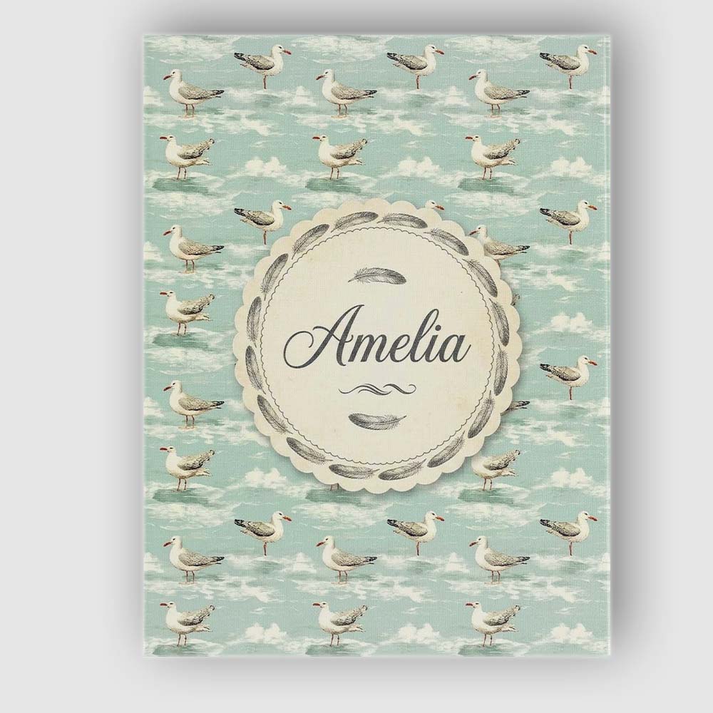 Personalised Name Seagulls Walking on Beach Custom Bespoke Interior Contemporary Canvas Wall Art Print Decor Picture Ready to Hang