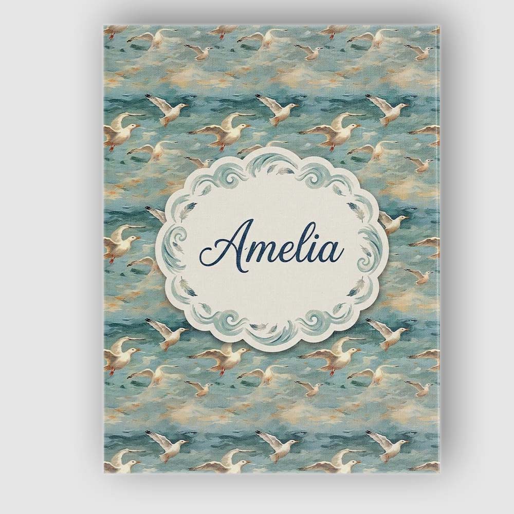 Personalised Name Painterly Seagulls Flying Custom Bespoke Interior Contemporary Canvas Wall Art Print Decor Picture Ready to Hang