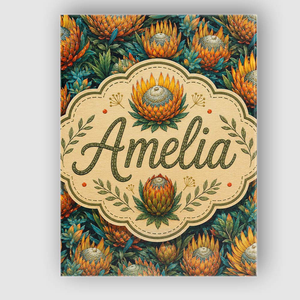 Personalised Name Vibrant Orange and Teal Custom Unique Gift Idea Elegant Feature Canvas Wall Art Print Decor Picture Ready to Hang