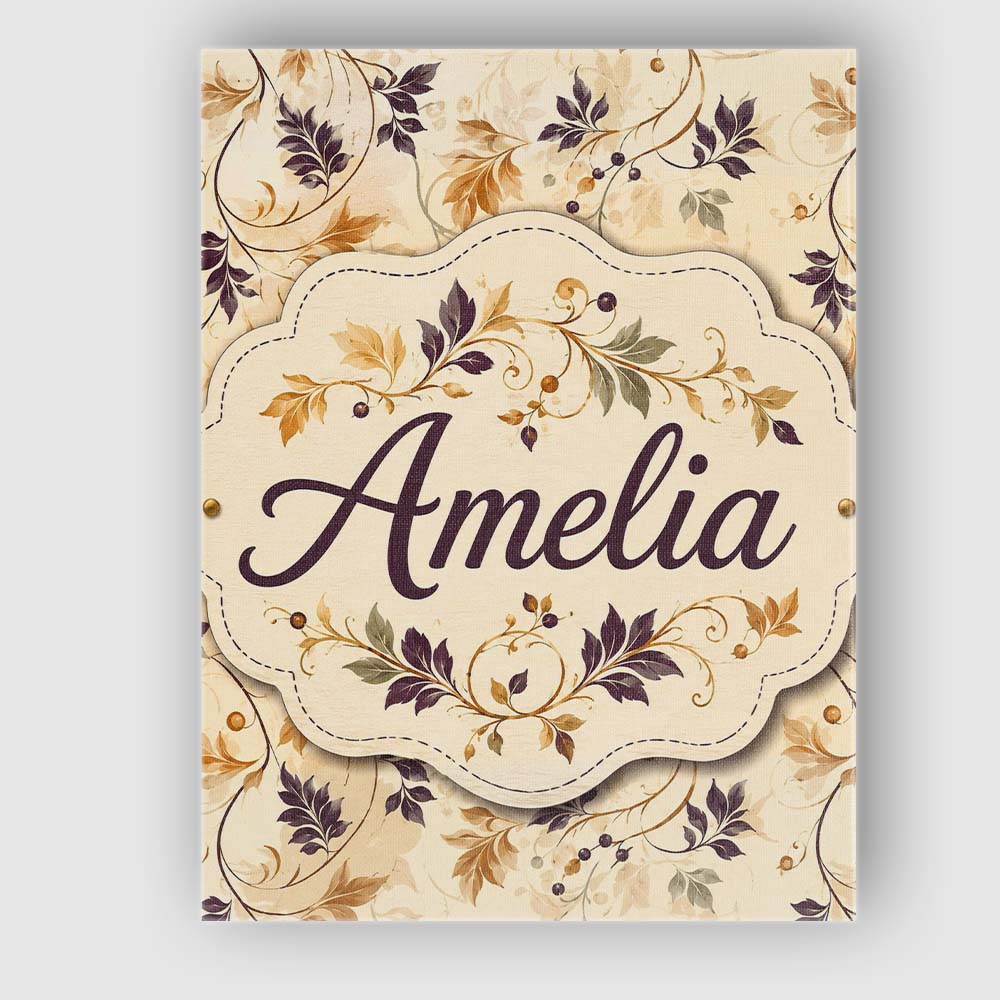 Personalised Name Elegant Autumn Leaves and Custom Bespoke Interior Contemporary Canvas Wall Art Print Decor Picture Ready to Hang