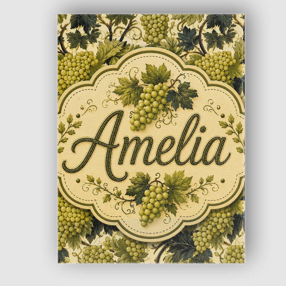 Personalised Name Classic Vineyard Grapes Custom Unique Gift Idea Elegant Feature Canvas Wall Art Print Decor Picture Ready to Hang