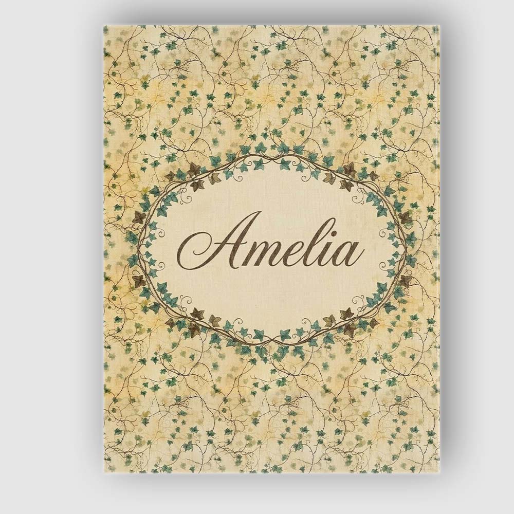 Personalised Name Soft Neutral Ivy Branches Custom Bespoke Interior Contemporary Canvas Wall Art Print Decor Picture Ready to Hang