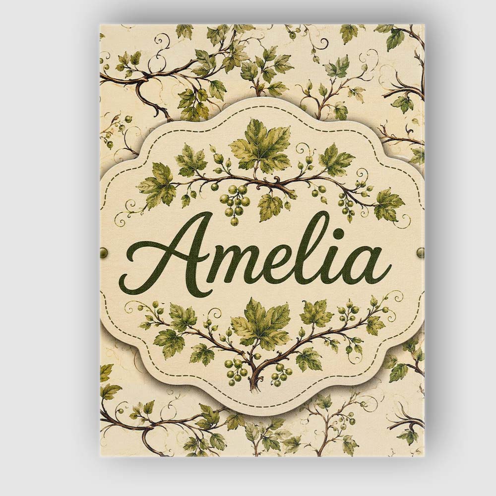 Personalised Name Natural Woodland Vine Custom Modern Room Accent Elegant Feature Canvas Wall Art Print Decor Picture Ready to Hang