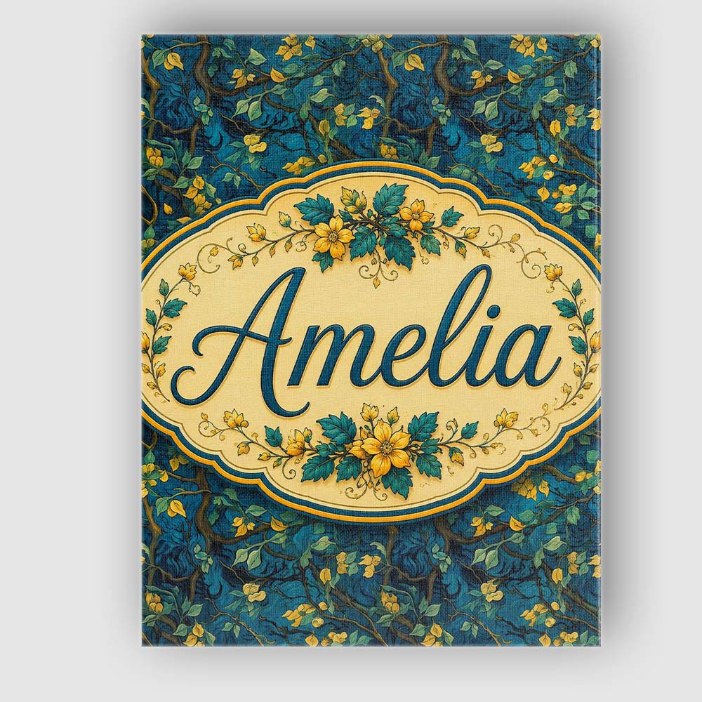 Personalised Name Deep Blue Background with Custom Bespoke Interior Contemporary Canvas Wall Art Print Decor Picture Ready to Hang