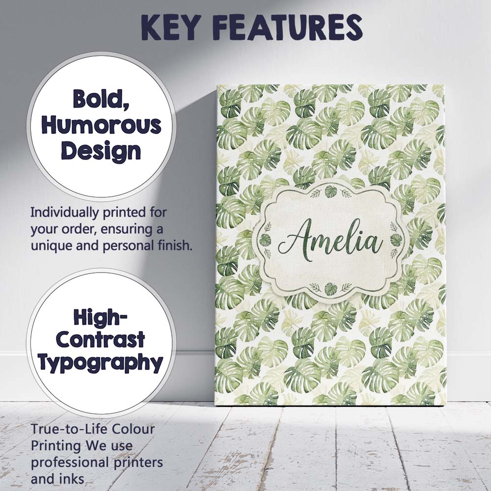 Personalised Name Minimal Pale Green Custom Premium Decorative Design Modern Room Accent Canvas Wall Art Print Decor Picture Ready to Hang