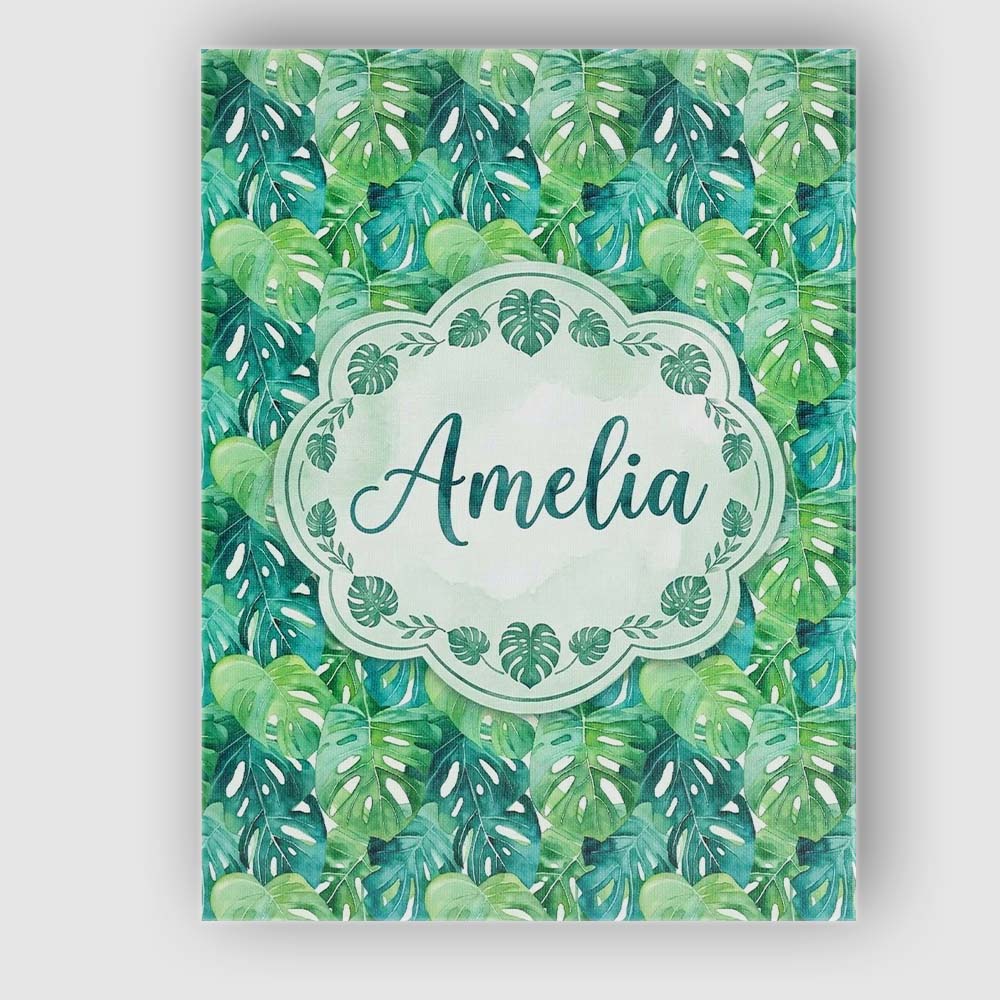 Personalised Name Rich Green Monstera Custom Modern Room Accent Creative Decorator Style Canvas Wall Art Print Decor Picture Ready to Hang