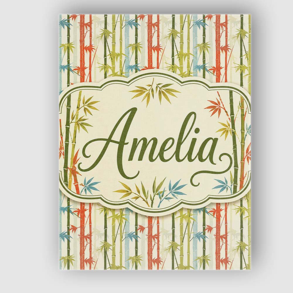 Personalised Name Colorful Bamboo Stalks Custom Unique Gift Idea Elegant Feature Canvas Wall Art Print Decor Picture Ready to Hang