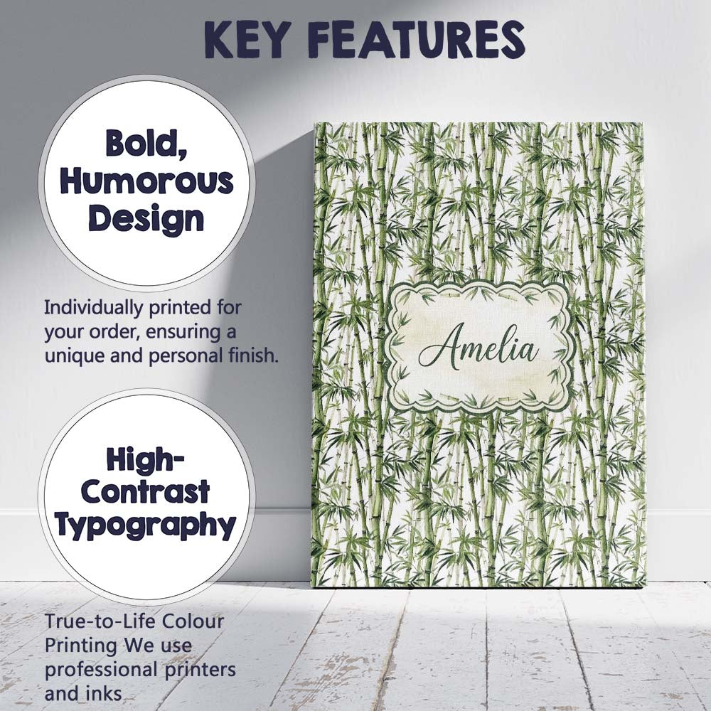 Personalised Name Realistic Green Bamboo Custom Unique Gift Idea Elegant Feature Canvas Wall Art Print Decor Picture Ready to Hang