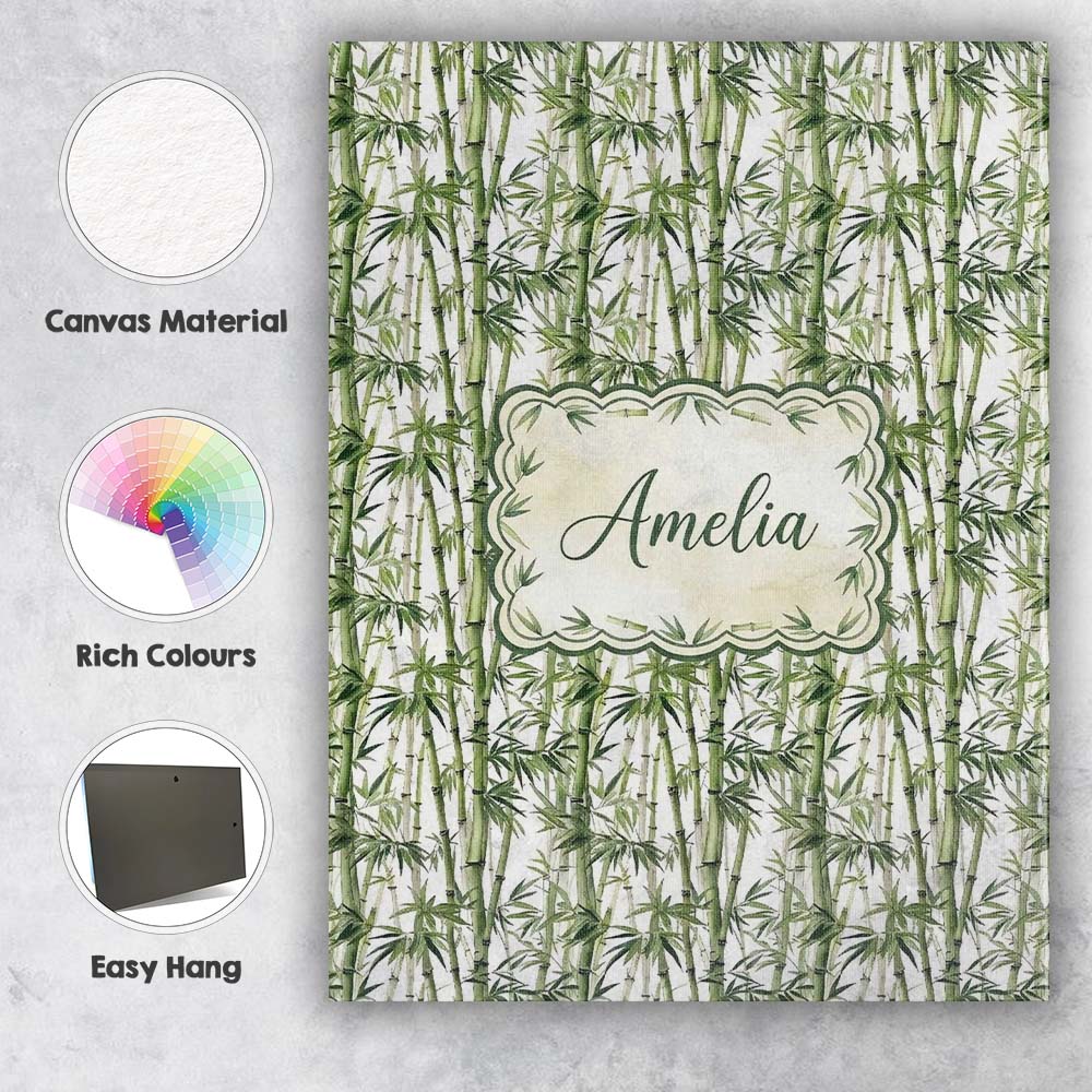 Personalised Name Realistic Green Bamboo Custom Unique Gift Idea Elegant Feature Canvas Wall Art Print Decor Picture Ready to Hang