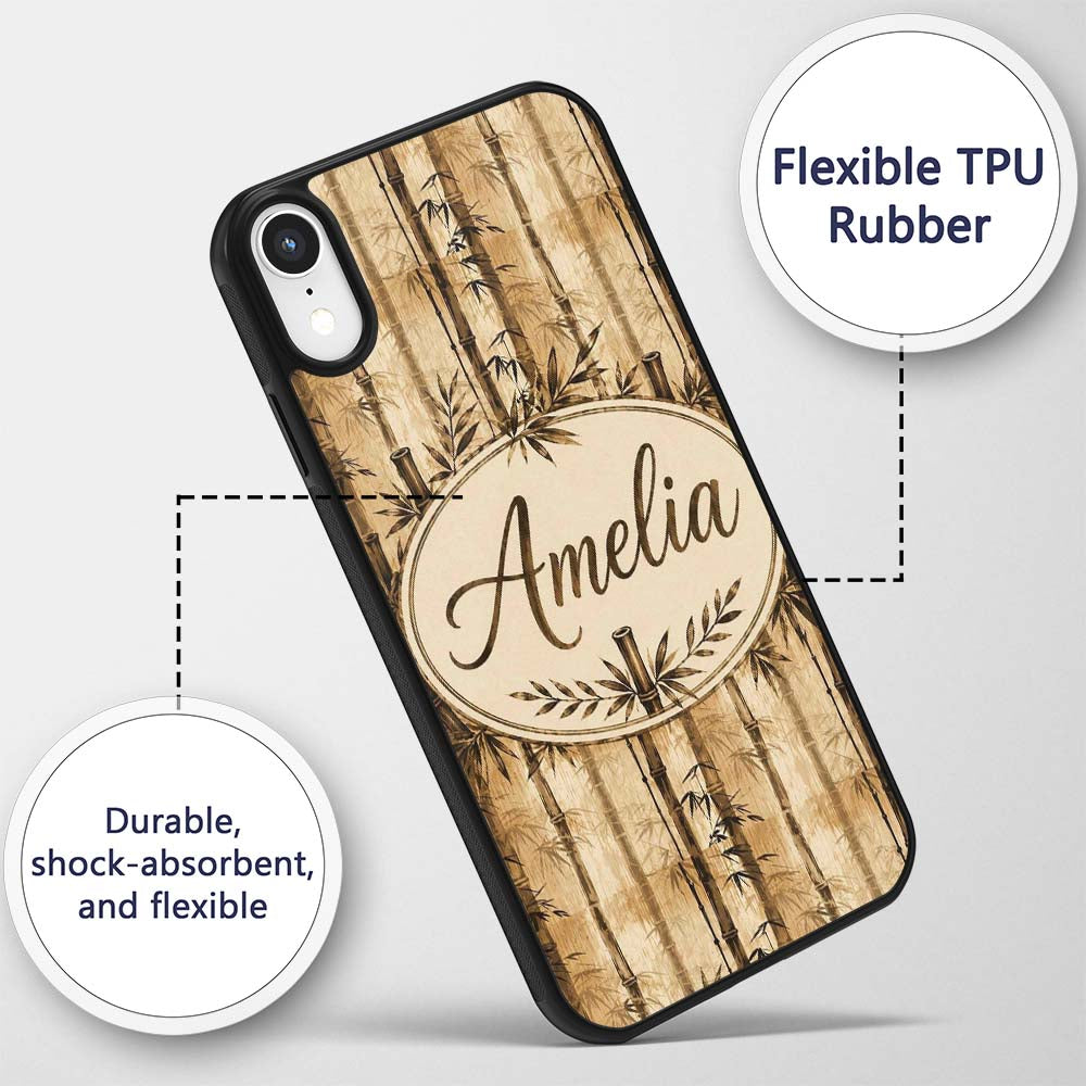 Vintage Sepia Bamboo Forest with Printed Design Custom Name Protective Phone Case Mobile Cover Durable Everyday Smartphone Shock Resistant