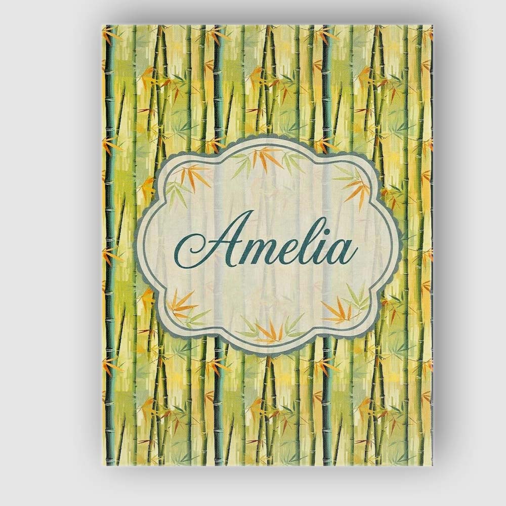 Personalised Name Bright Bamboo Stems with Custom Unique Gift Idea Elegant Feature Canvas Wall Art Print Decor Picture Ready to Hang