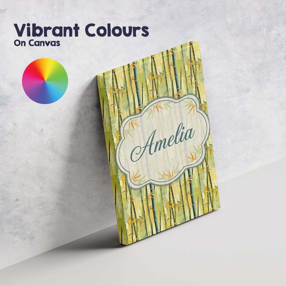 Personalised Name Bright Bamboo Stems with Custom Unique Gift Idea Elegant Feature Canvas Wall Art Print Decor Picture Ready to Hang