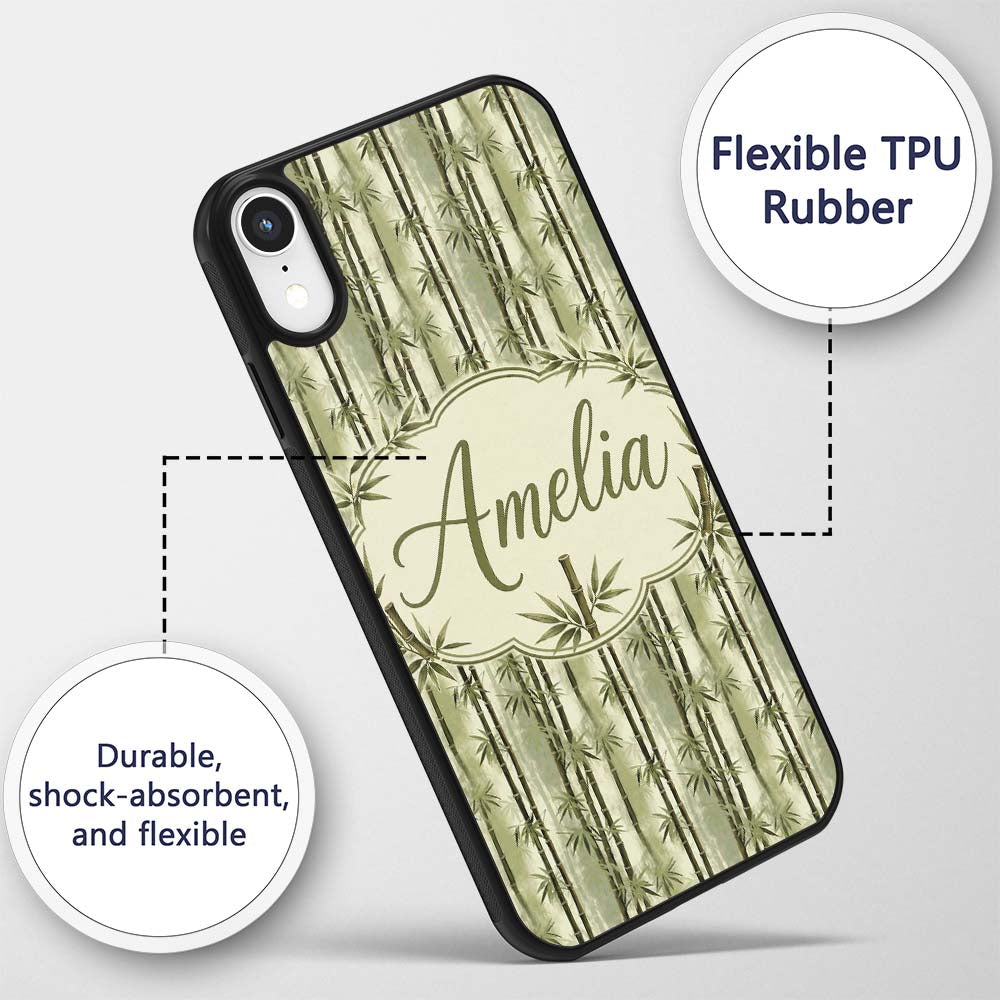 Muted Green Bamboo with Layered Forest Depth Custom Name Protective Phone Case Mobile Cover Durable Everyday Smartphone Shock Resistant
