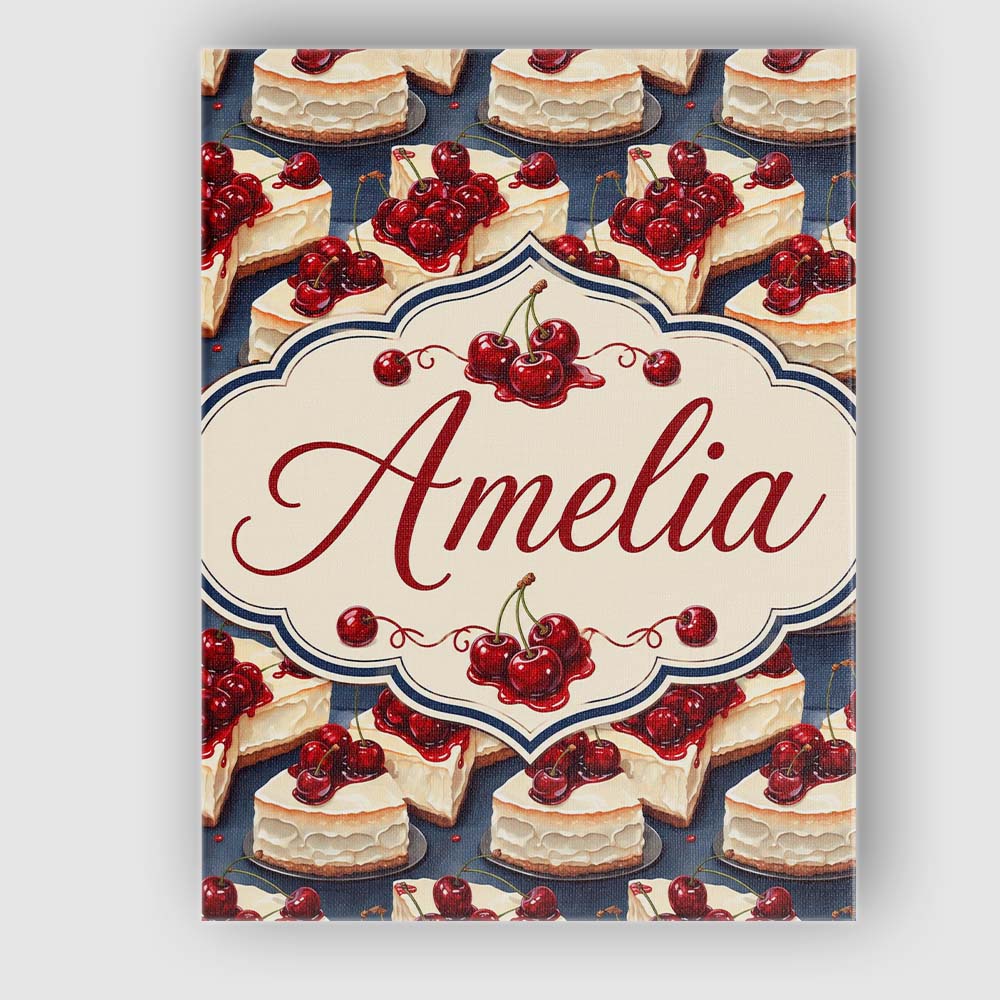 Personalised Name Cherry Cheesecake Dessert Custom Bespoke Interior Contemporary Canvas Wall Art Print Decor Picture Ready to Hang