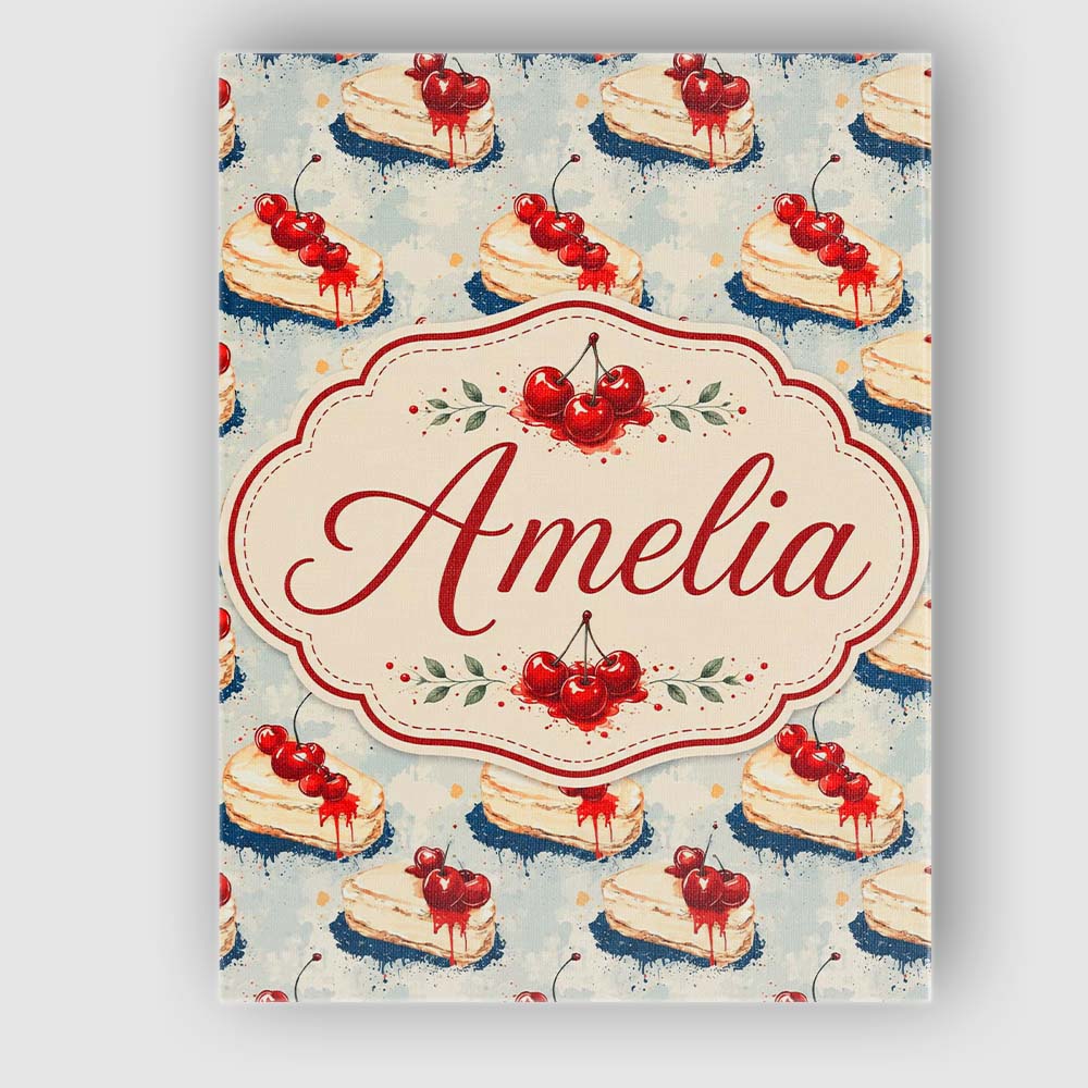 Personalised Name Cherry Drip Cheesecake Custom Unique Gift Idea Elegant Feature Canvas Wall Art Print Decor Picture Ready to Hang