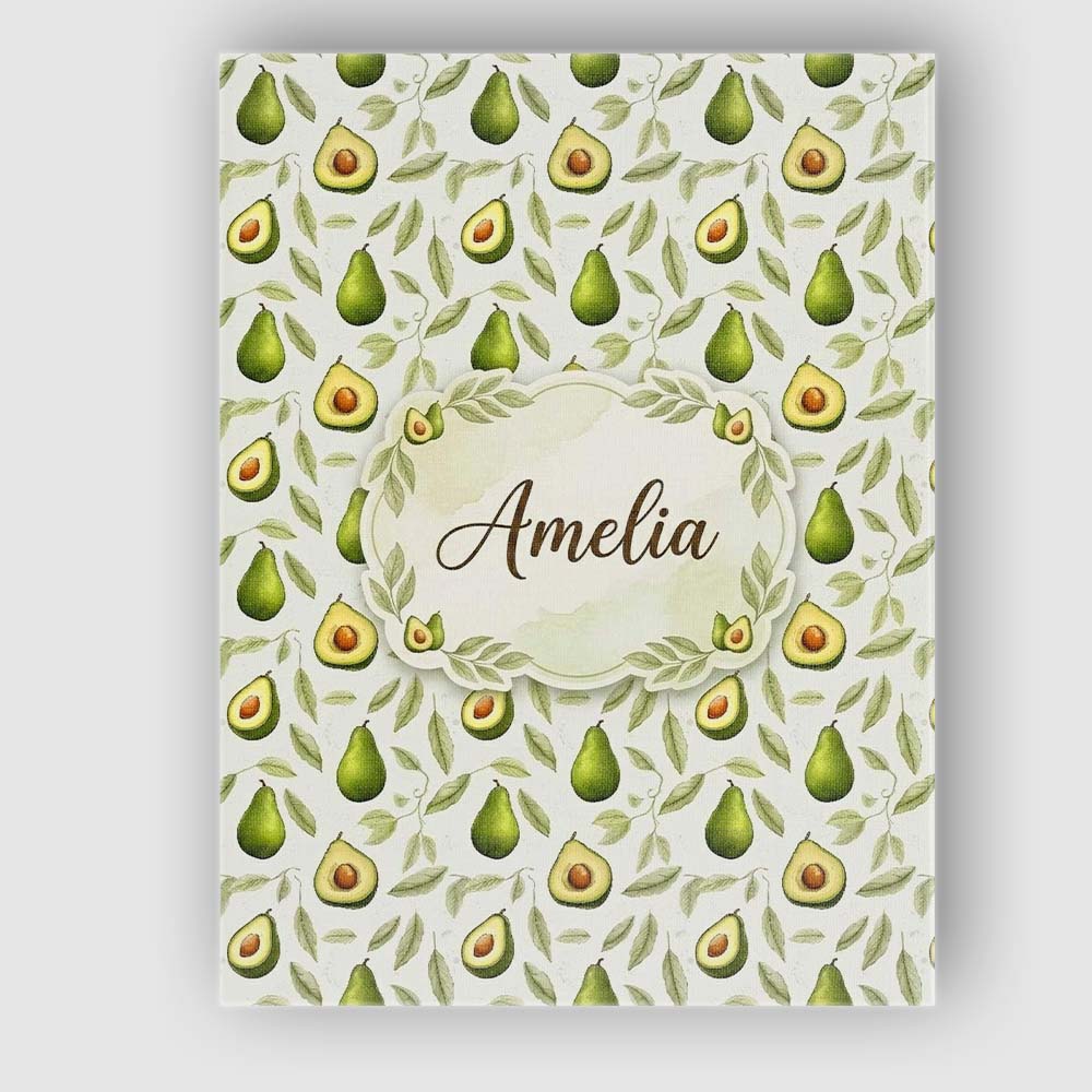 Personalised Name Watercolor Avocado Pear Leaf Botanical Seamless Custom Bespoke Canvas Wall Art Print Decor Picture Ready to Hang