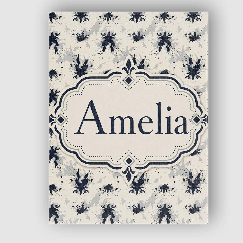 Personalised Name Black Ink Splatter Custom Premium Decorative Design Modern Room Accent Canvas Wall Art Print Decor Picture Ready to Hang