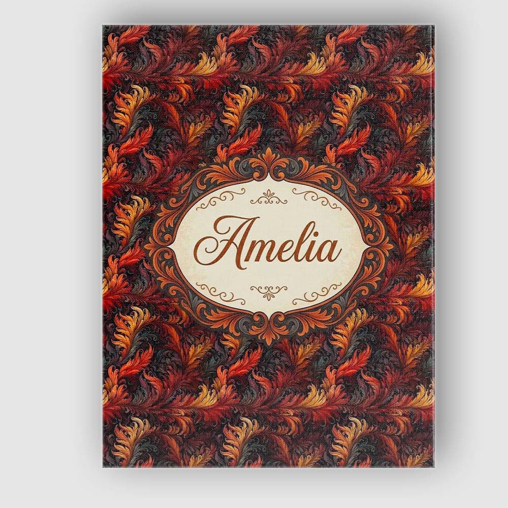 Personalised Name Rich Red Gold Ornamental Custom Unique Gift Idea Elegant Feature Canvas Wall Art Print Decor Picture Ready to Hang