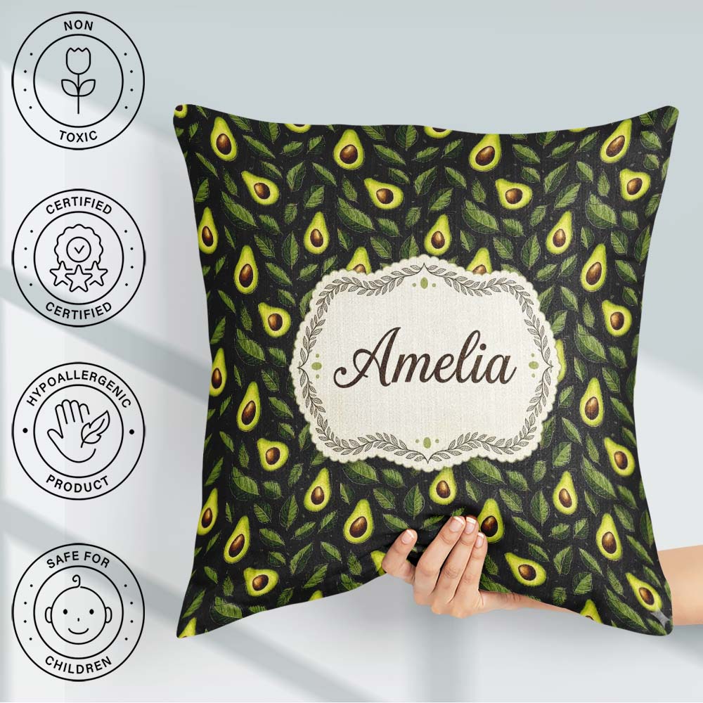 Custom Name Dark Seamless Black Background Fresh Fruit Botanical Square Filled Cushion Throw Pillow Sofa Bed Home Decor Zip Washable UK Made