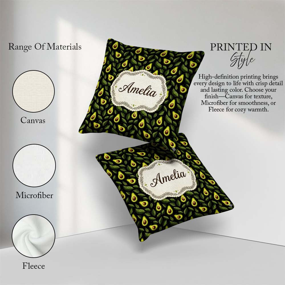Custom Name Dark Seamless Black Background Fresh Fruit Botanical Square Filled Cushion Throw Pillow Sofa Bed Home Decor Zip Washable UK Made