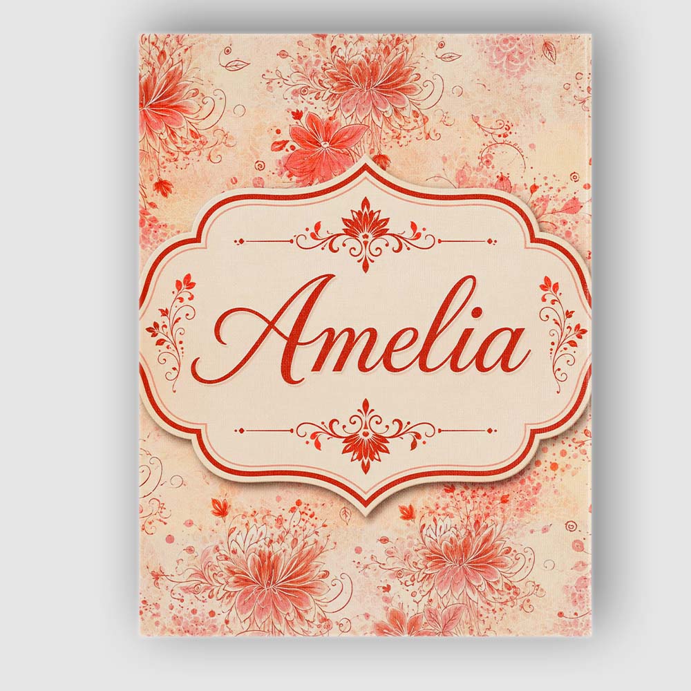 Personalised Name Soft Red Floral Watercolour Custom Unique Gift Idea Modern Room Accent Canvas Wall Art Print Decor Picture Ready to Hang