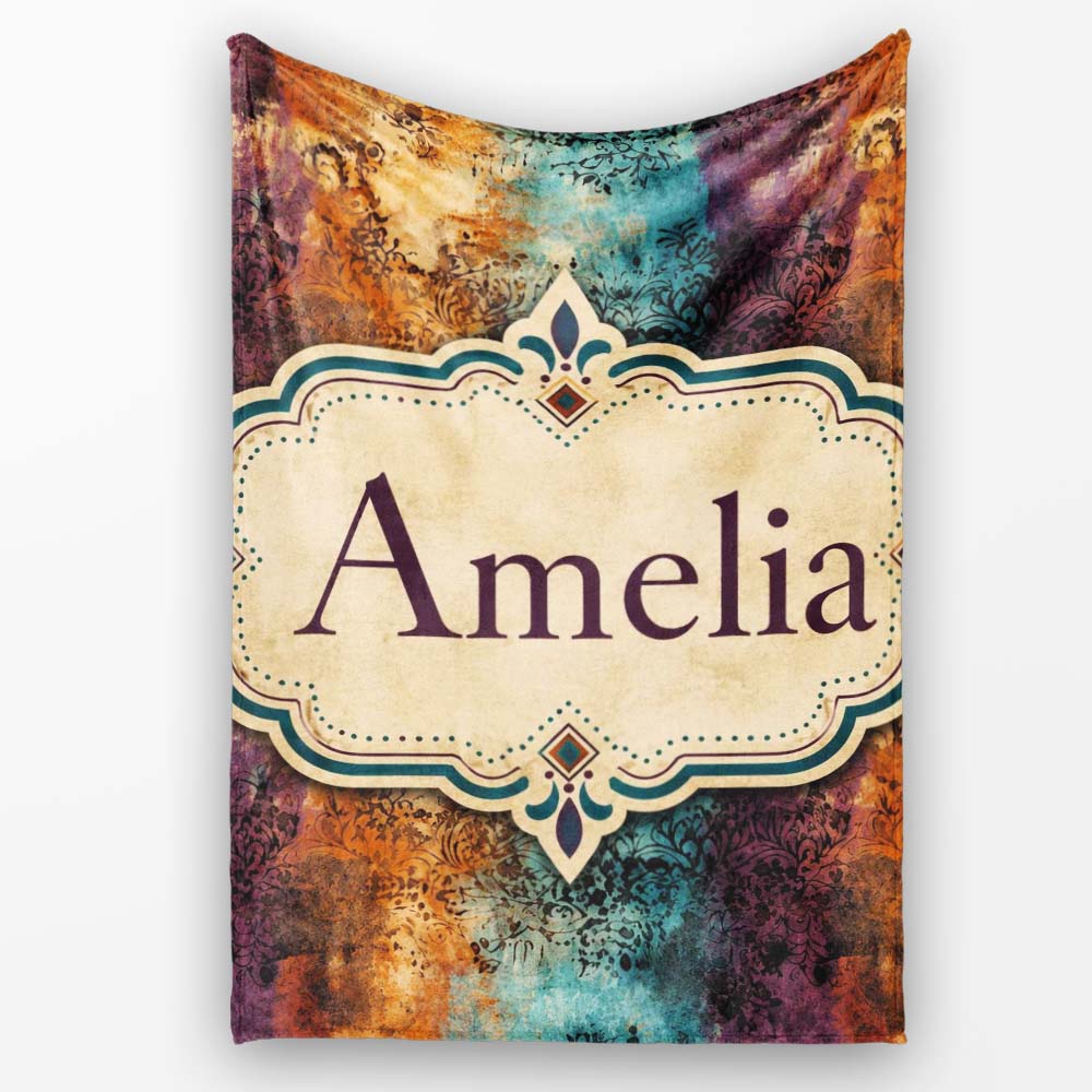 Abstract Grunge Patchwork Texture Seamless Pattern Cute Unique Gift Personalised Custom Name Super Soft Fleece Blanket Bed Sofa Throw