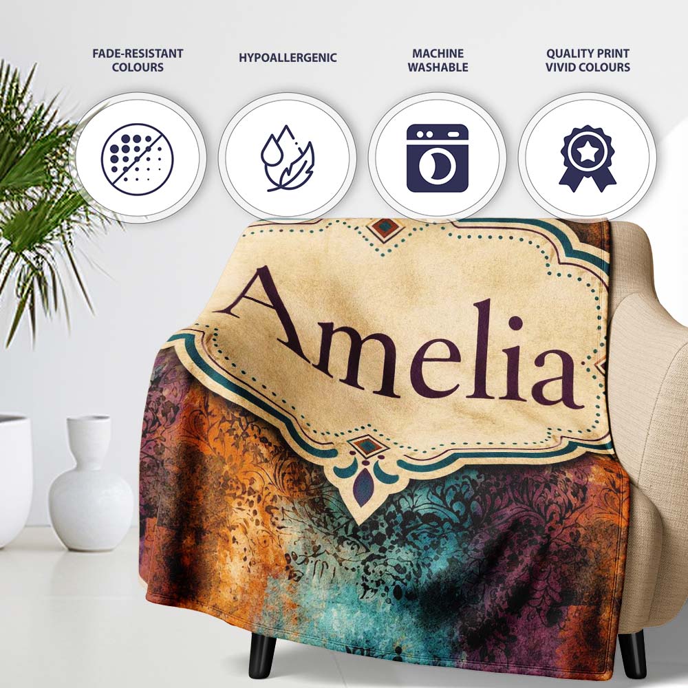 Abstract Grunge Patchwork Texture Seamless Pattern Cute Unique Gift Personalised Custom Name Super Soft Fleece Blanket Bed Sofa Throw