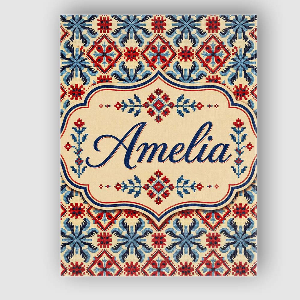 Personalised Name Traditional Red Blue Custom Modern Room Accent Elegant Feature Canvas Wall Art Print Decor Picture Ready to Hang