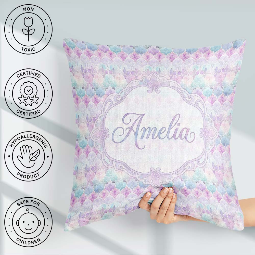 Custom Name Pastel Art Deco Motif Soft Gradient Seamless Pattern Square Filled Cushion Throw Pillow Sofa Bed Home Decor Zip Washable UK Made