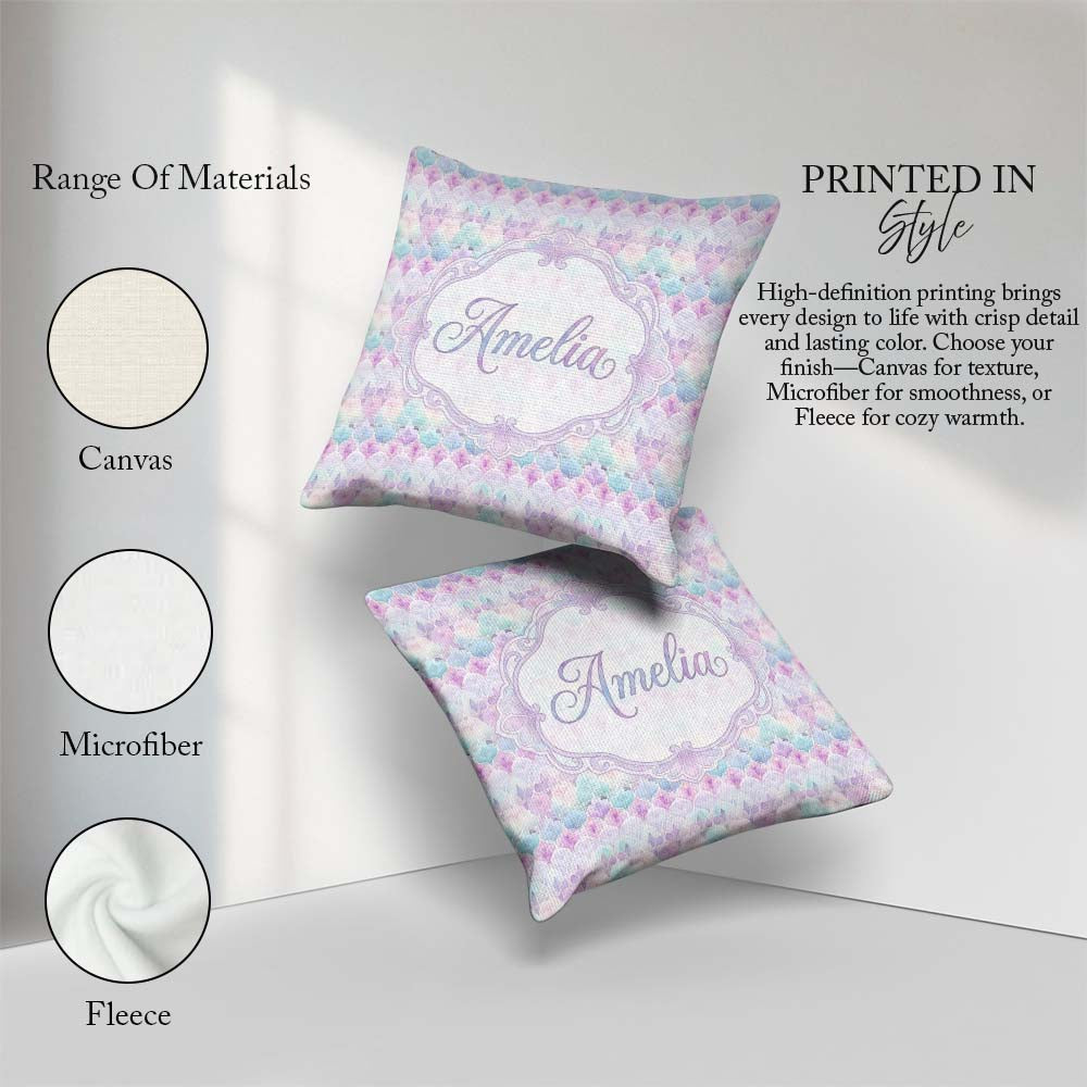 Custom Name Pastel Art Deco Motif Soft Gradient Seamless Pattern Square Filled Cushion Throw Pillow Sofa Bed Home Decor Zip Washable UK Made