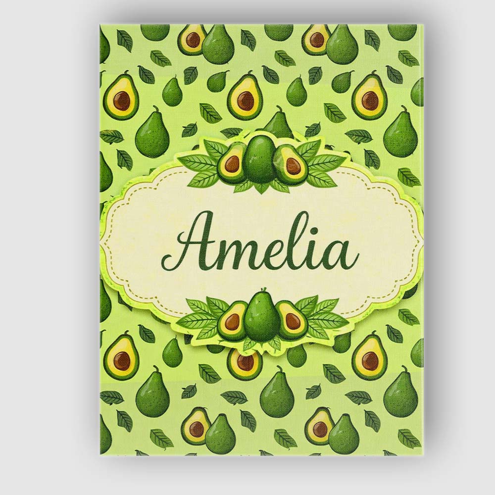 Personalised Name Dark Avocado Leaf Seamless Pattern Black Background Custom Home Unique Canvas Wall Art Print Decor Picture Ready to Hang